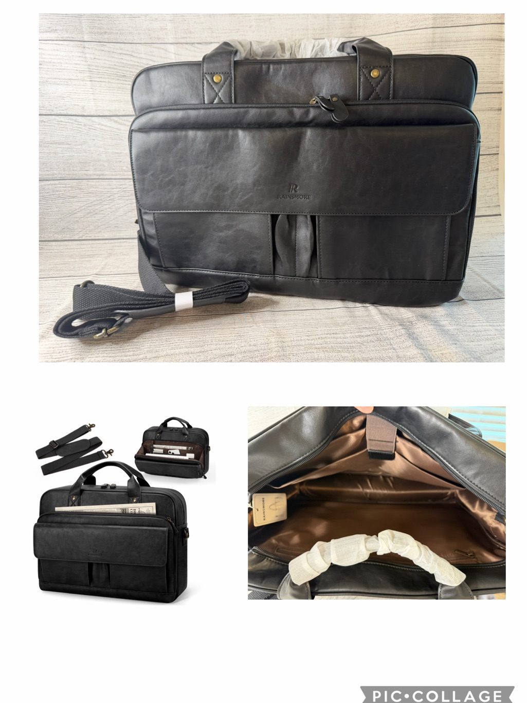 Mens Laptop Bag Pu Leather Messenger Bag 15.6 Inch Briefcase